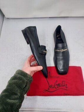Christian Louboutin WOMENS Black MJ Moc Chain Detail Leather Shoe